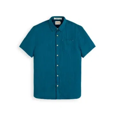 Scotch & Soda Menswear Linen Shirt In Blue