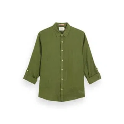 Scotch & Soda Menswear Linen Shirt In Green