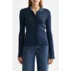 Scotch & Soda Metallic Skinny Rib Cardigan In Blue