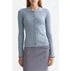 Scotch & Soda Metallic Skinny Rib Cardigan In Blue