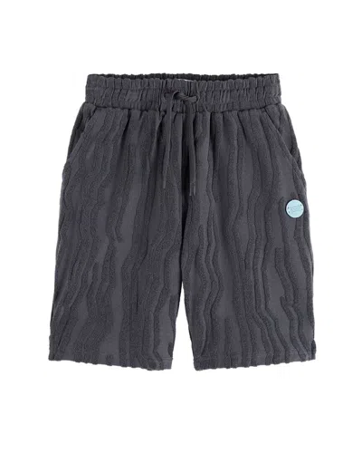 Scotch & Soda Mid-length Towelling Jacquard Short In Black