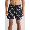 Scotch & Soda Midnight Garden Swim Trunks In Black