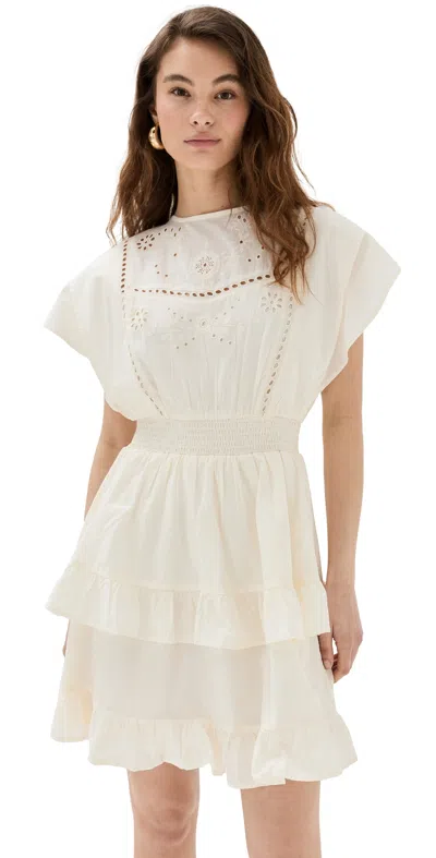 Scotch & Soda Mini Dress With Broderie White