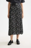 Scotch & Soda Mixed Print Crinkle Pleat Skirt In Black