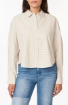 Scotch & Soda Mixed Stripe Crop Button-up Shirt In Neutral