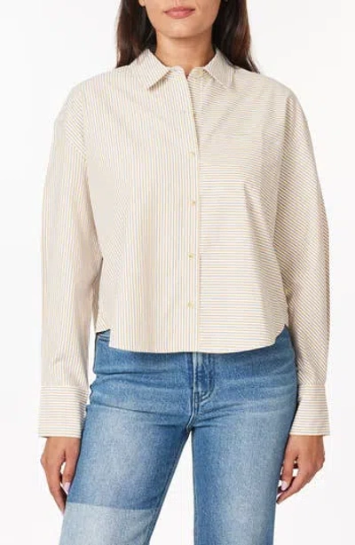 Scotch & Soda Mixed Stripe Crop Button-up Shirt In Neutral
