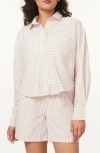 Scotch & Soda Mixed Stripe Crop Button-up Shirt In White