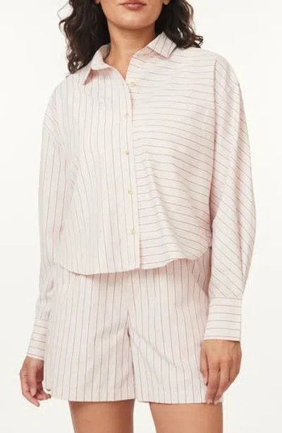 Scotch & Soda Mixed Stripe Crop Button-up Shirt In White