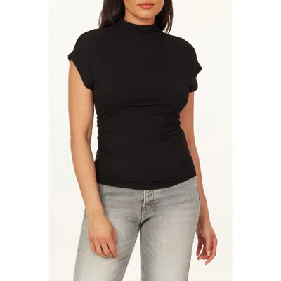 Scotch & Soda Mock Neck Cap Sleeve Top In Black