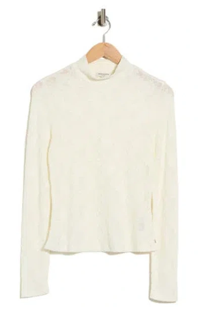 Scotch & Soda Mock Neck Lace Knit Top In Antique White