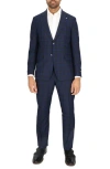 Scotch & Soda Regular Fit Navy Shadow Check Wool Suit In Navy Plaid