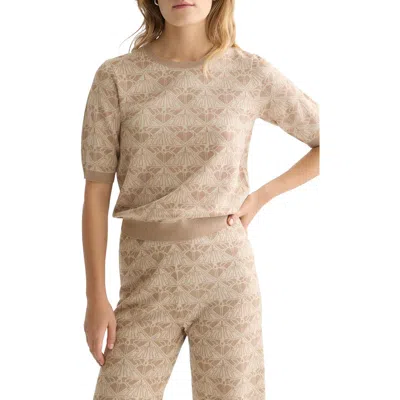 Scotch & Soda Monogarm Short Sleeve Jacquard Sweater In Brown