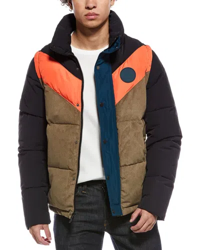 Scotch & Soda Nelleke Mixed Media Puffer Jacket In Multi