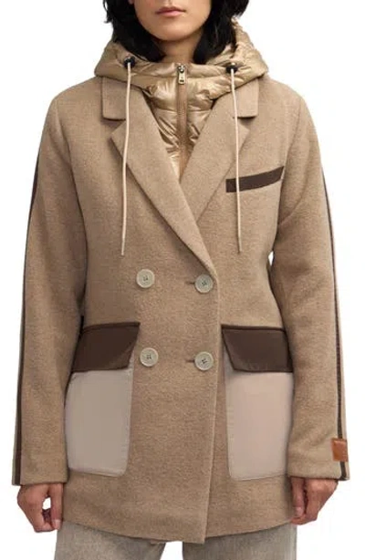 Scotch & Soda Nissa Water Repellent Peacoat With Removable Bib In Gold