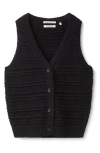 Scotch & Soda Open Knit Vest In Black