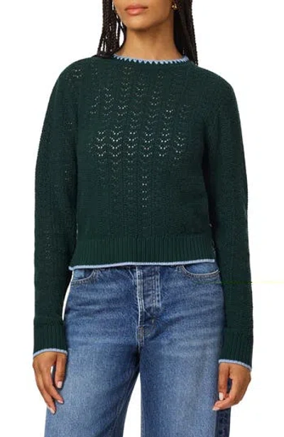 Scotch & Soda Open Stitch Cotton Sweater In Green
