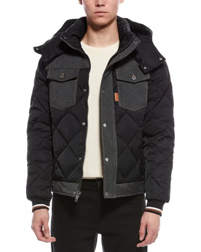 Scotch & Soda Oren Hybrid Denim Puffer Jacket In Black
