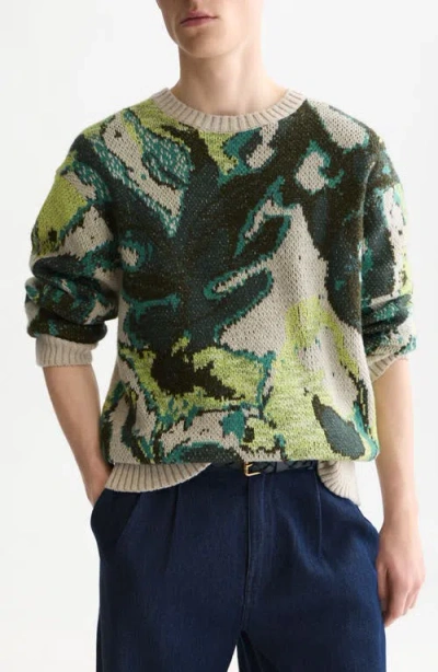 Scotch & Soda Oversize Floral Watercolor Crewneck Sweater In Multi