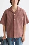 Scotch & Soda Micro Geo Print Regular Fit Camp Shirt In Brown