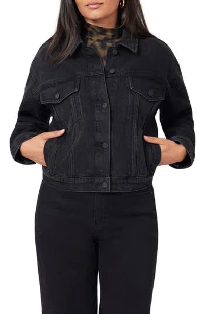 Scotch & Soda Oversized Crop Denim Jacket In Black