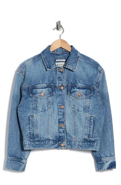 Scotch & Soda Oversized Crop Denim Jacket In Blue