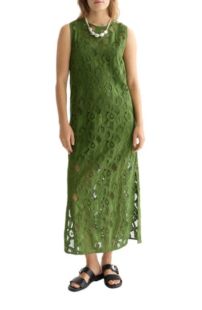 Scotch & Soda Paisley Embroidery Cotton Maxi Dress In Green