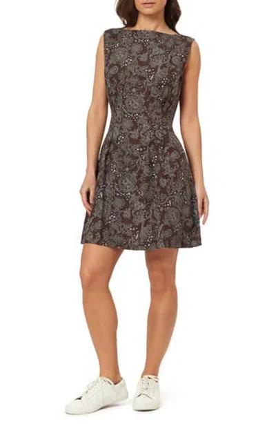 Scotch & Soda Paisley Print Boatneck Fit & Flare Dress