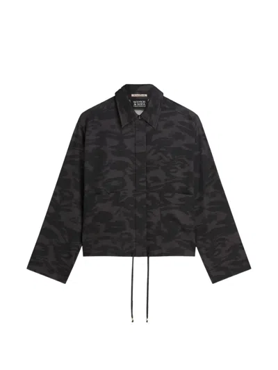 Scotch & Soda Patterned Drawstring Shirt In Black