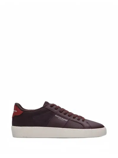 Scotch & Soda Perforated Panelled Sneakers In Purple