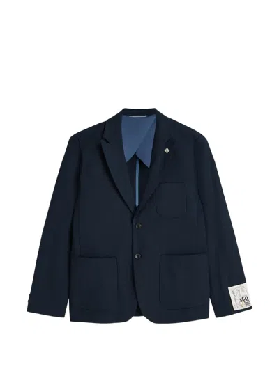 Scotch & Soda Pierce Herringbone Blazer In Blue