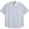 Scotch & Soda Pinpoint Boxy Short Sleeve Cotton Button-up Shirt In Blue