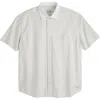 Scotch & Soda Pinpoint Boxy Short Sleeve Cotton Button-up Shirt In White
