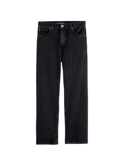 Scotch & Soda Pitch Logo-patch Straight-leg Jeans In Black