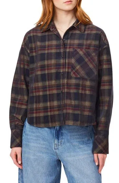 Scotch & Soda Plaid Cropped Cotton Shirt In Blue