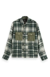 Scotch & Soda Plaid Patchwork Regular Fit Button-up Shirt In Green