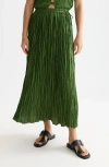 Scotch & Soda Pleated Drawstring Midi Skirt In Green