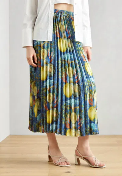 Scotch & Soda Pleated Print Skirt In Celestial In Multi