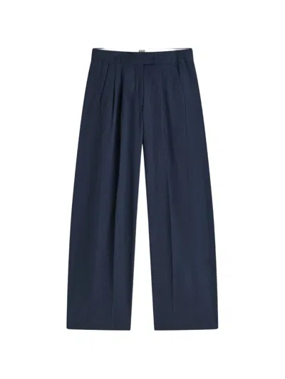 Scotch & Soda Pleated Wide-leg Trousers In Blue