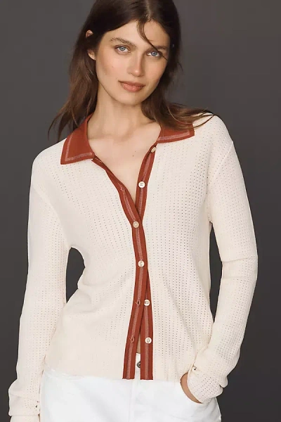 Scotch & Soda Pointelle Knit Cardigan In Multi