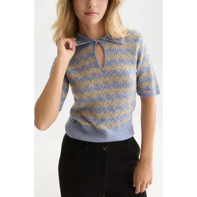 Scotch & Soda Pointelle Stitch Short Sleeve Sweater In Gray