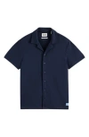 Scotch & Soda Popcorn Jersey Short Sleeve Button-up Camp Shirt