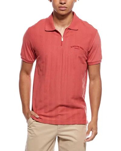 Scotch & Soda Popcorn Pique Polo Shirt In Pink