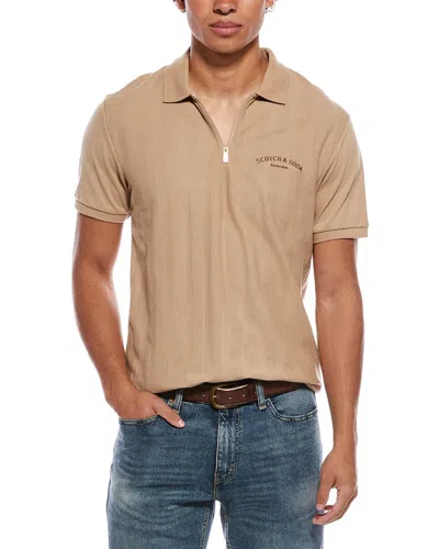Scotch & Soda Popcorn Pique Polo Shirt In Neutral