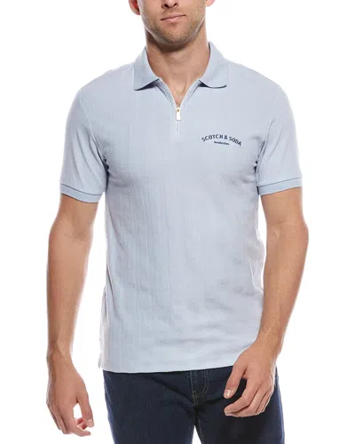 Scotch & Soda Popcorn Pique Polo Shirt In Blue