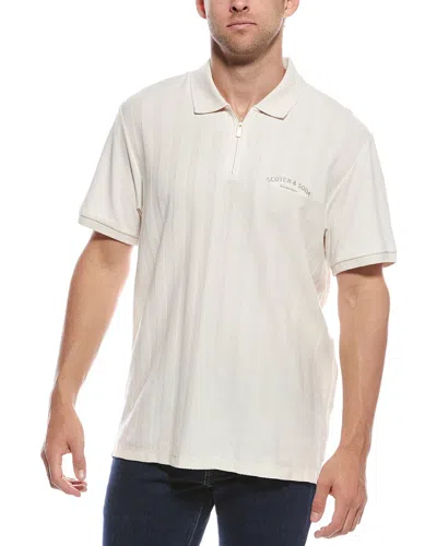 Scotch & Soda Popcorn Pique Polo Shirt In White