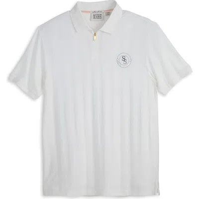Scotch & Soda Popcorn Piqué Zip Polo In White