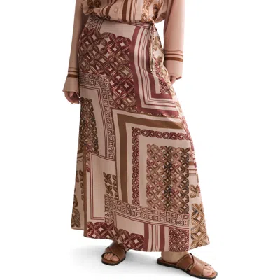 Scotch & Soda Print Ankle Skirt In Brown