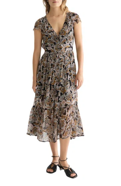 Scotch & Soda Print Chiffon Midi Dress In Multi