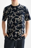 Scotch & Soda Print Cotton T-shirt In Blue