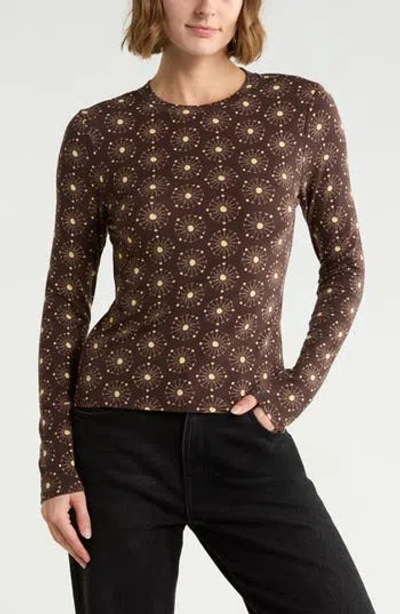 Scotch & Soda Print Long Sleeve T-shirt In Brown